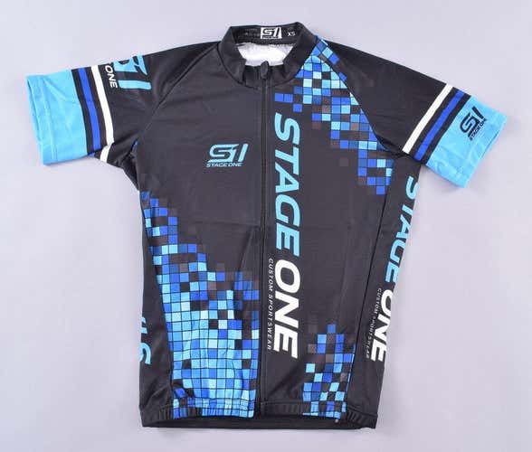 StageOne Classic SS Cycling Jersey Men's XS Black Blue Pixel Bike Bicycle