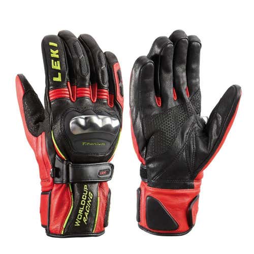 New Leki World Cup Racing Titanium S Gloves Black/Red/Yellow Size 8 (S) 63380173