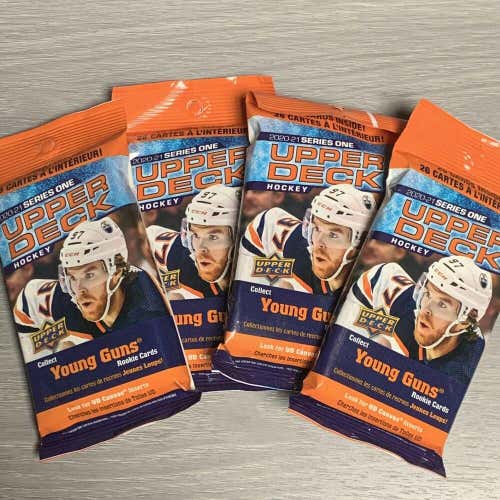 2020-21 Upper Deck Series 1 Hockey Sealed Jumbo 26 Card 4 Pack Lot
