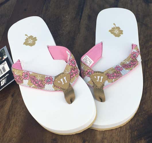 White New Adult Women's Size 9.0 Warrior Lacrosse Flip Flop