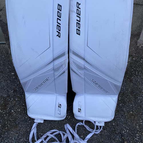 White Used 26" Bauer Supreme S27 Goalie Leg Pads