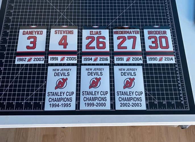 New Jersey Devils Stanley Cup & Retired #’s Vinyl Decal Arena Banners