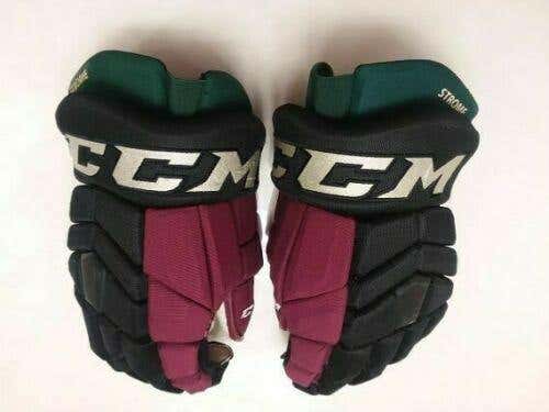 Arizona Coyotes used Dylan Strome 14-inch throwback CCM Pro gloves with name screened on cuffs