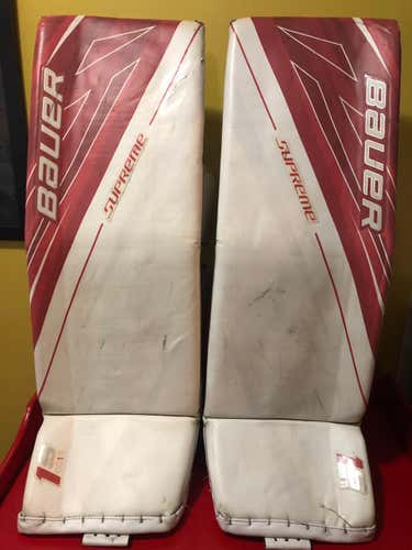 Red Used Senior 34" Bauer Supreme 1S Goalie Leg Pads