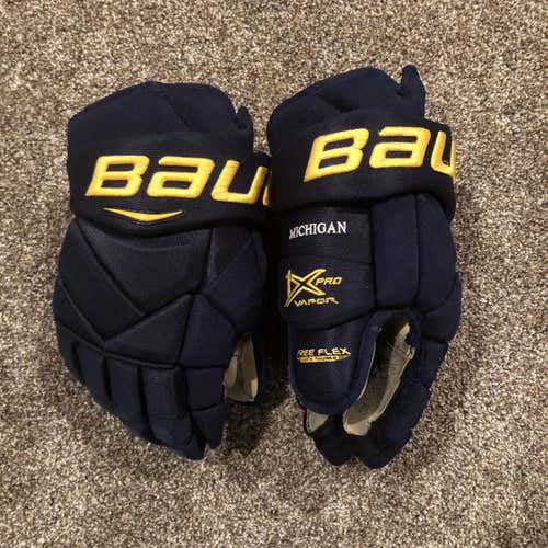 Michigan Hockey Gloves Used Vapor 1X Pro 14" Pro Stock Gloves