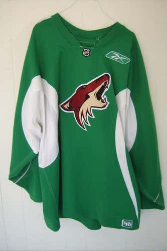 Phoenix Coyotes unused light  green old-logo Reebok practice jersey with white gussets (size 56)