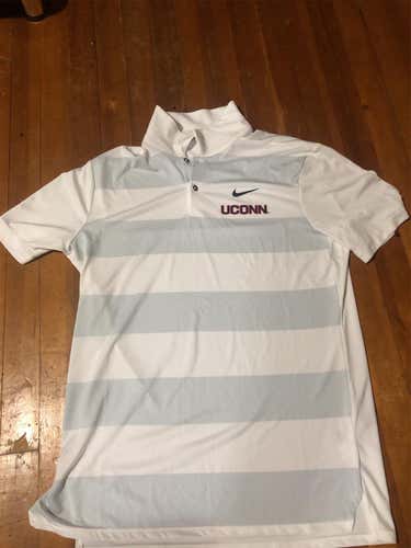White UCONN Huskies Hockey Polo Shirt