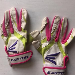 White Used Small Easton Batting Gloves