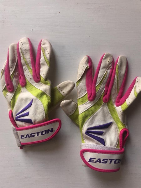 White Used Small Easton Batting Gloves
