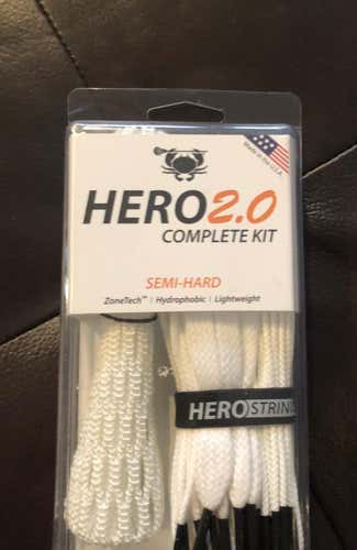 Lacrosse Lax String Kit -Hero 2.0 Semi-HARD White -Complete Kit - East Coast Dyes