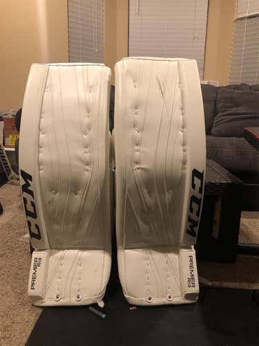 White Senior 34" CCM Premier R1.9 Pro Stock Goalie Leg Pads
