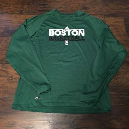 Boston Celtics Adidas Climalite NBA On Court Long Sleeve T-Shirt Green Size M