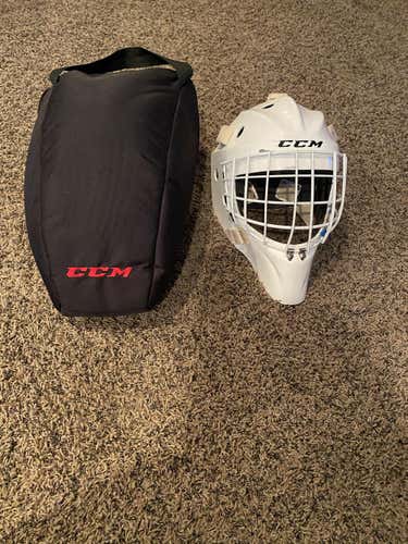 White Used Senior CCM Pro Goalie Mask