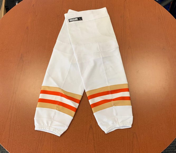 Syracuse Crunch Socks (Anahem Era) - White New Reebok Socks - Pro Stock