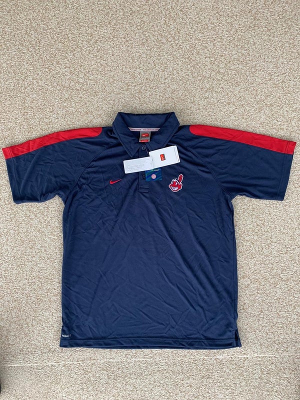 Cleveland Indians Antiqua Quest Blue Polo Medium