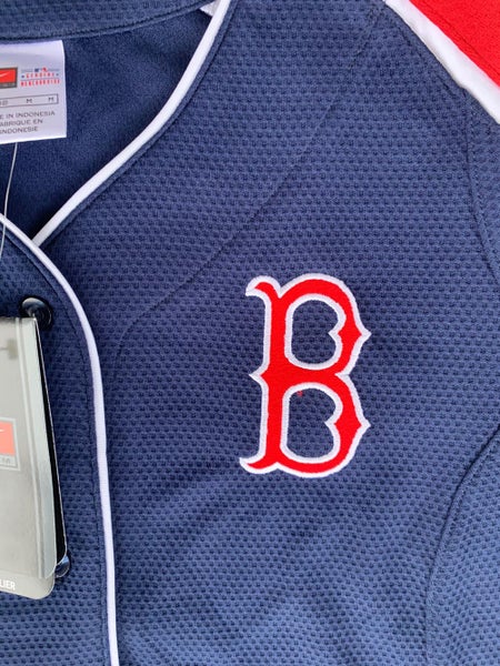 Mens's New JR Medium Nike buttons T-Shirt MLB Boston Red Sox