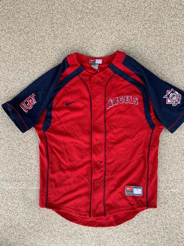 Men's New Adult Small Buttons Nike Shirt MLB embroidery LA Angels Vladimir Guerrero #27