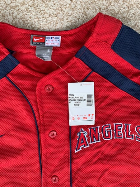 Men's New Adult Small Buttons Nike Shirt MLB embroidery LA Angels Vladimir  Guerrero #27