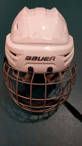 White Used Small Bauer Re-Akt 100 Helmet