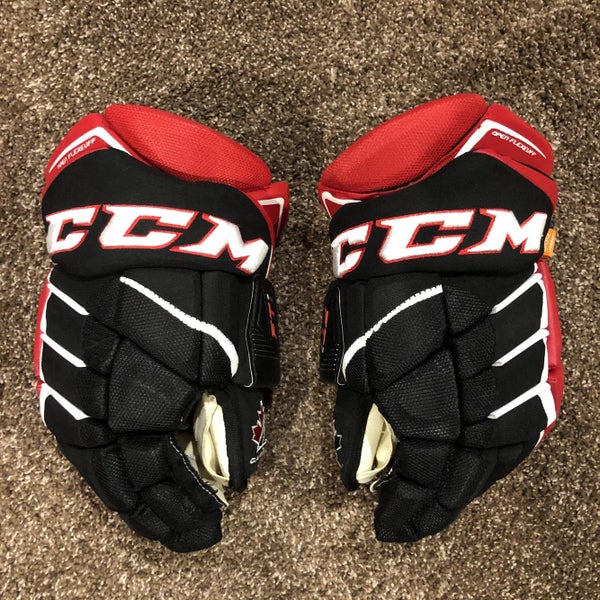 Team Canada Black Used Senior CCM Jetspeed FT1 Gloves 14" Pro Stock