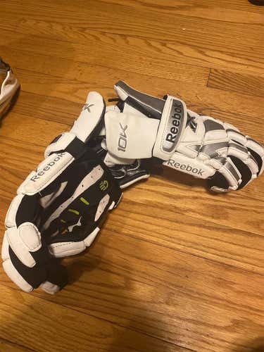 White Used Player's Reebok 10" Lacrosse Gloves