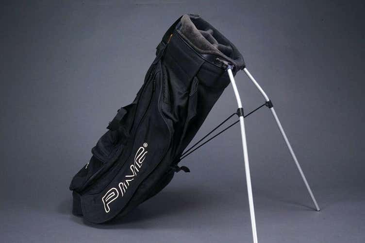 VINTAGE PING HOOFER 4-WAY DIVIDER GOLF STAND BAG, BLACK ~ L@@K!!