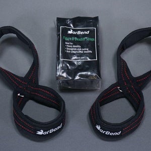 BARBEND HIGH QUALITY FIGURE 8 DEADLIFT THICK-BAR LIFTING STRAPS, 10" LARGE