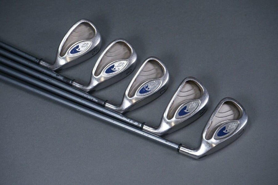 CALLAWAY GOLF HAWK EYE TITANIUM IRONS 5-9 SET, W/ REGULAR FLEX SHAFTS