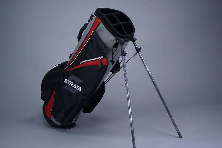 STRATA 5-WAY DIVIDER GOLF STAND BAG RED BLACK SILVER ~ L@@K!!