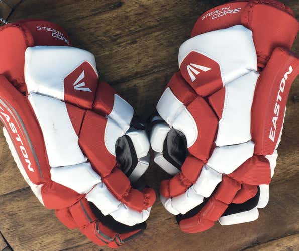 Blue New Player's 12" Easton Stealth Core Lacrosse Gloves - Red / White