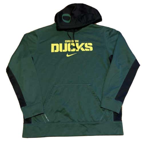Nike Therma Fit Oregon Ducks Fleece Lined Center Swoosh Hoodie Sweatshirt Sz L