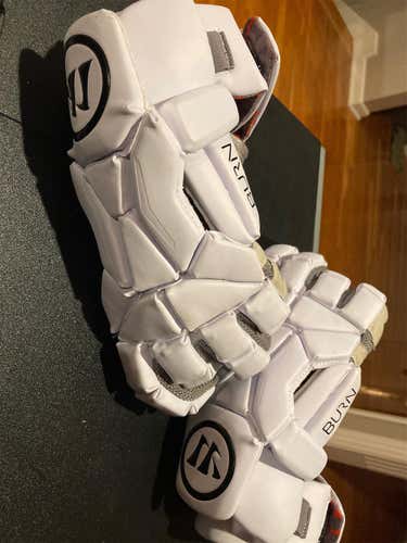 White Used Warrior Burn  Lacrosse Gloves large