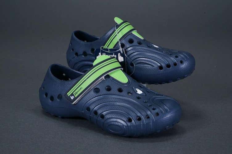 BOYS HOUNDS KIDS LIGHT WEIGHT ULTRALITE SHOES SLIP-ON NAVY/ LIME GREEN SZ 13/1