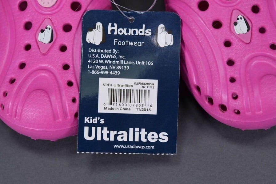 GIRLS HOUNDS KIDS LIGHT WEIGHT ULTRALITE SHOES SLIP-ON HOT PINK/SOFT PINK 11/12