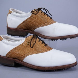 FOOTJOY CLASSIC WHITE/LIGHT BROWN GOLF SHOES LADIES US 7.5B LEATHER