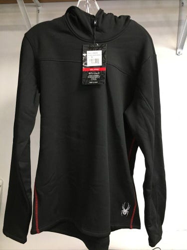 Brand New $120 Adult Size Medium Spyder Hooded Sweatshirt. Black W/ Red