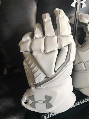 White New Player's Under Armour Engage 2 13" Lacrosse Gloves