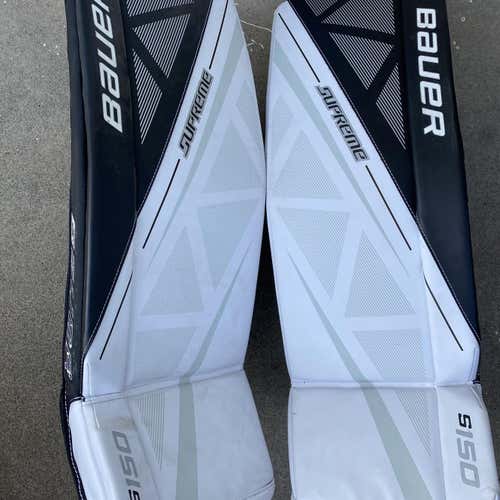White Senior 34" Bauer Supreme S150 Goalie Leg Pads