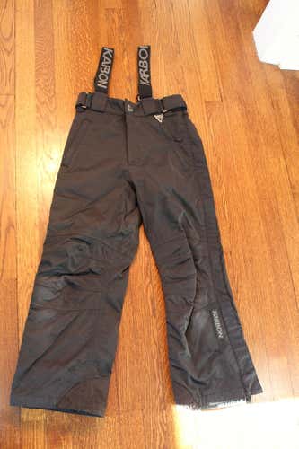 Black Unisex Used Youth Size 10 Karbon Ski Pants   full side zipper