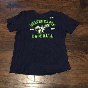 Worcester Bravehearts FCBL Established 2014 Summer Baseball Nike Tee Shirt Sz Lg