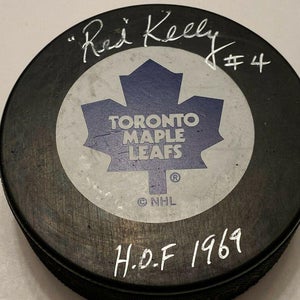RED KELLY Toronto Maple Leafs AUTOGRAPHED Signed NHL Hockey Puck COA HOF 69