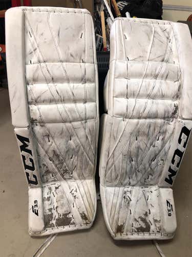 White Senior 33" CCM Extreme Flex E3.9 Goalie Leg Pads