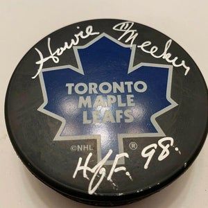 HOWIE MEEKER Toronto Maple Leafs AUTOGRAPHED Signed Hockey Puck COA HOF 98