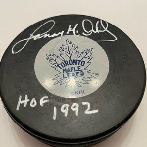 LANNY MCDONALD Toronto Maple Leafs AUTOGRAPHED Signed Hockey Puck COA HOF