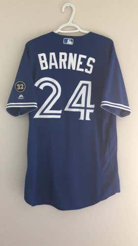 GAMEWORN Majestic 2018 Toronto Blue Jays BARNES Jersey Sz 46