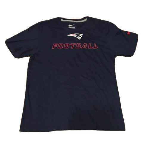 New England Patriots NFL Football Nike Regular Cut Navy Team logo tee shirt SzLg