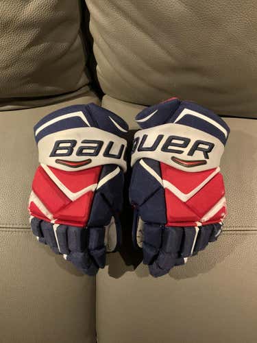 NHL WASHINGTON CAPITALS WINNIK GAME USED Bauer Vapor 1X Pro Gloves 14" Pro Stock