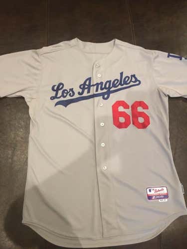 Authentic Majestic Yasiel Puig Los Angeles Dodgers Road Jersey-size 48 (XL)