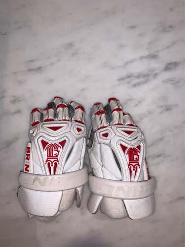 White Used Player's Brine King 12" Lacrosse Gloves