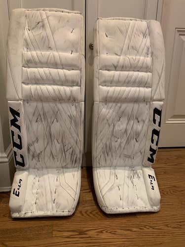 White Used Senior 33" CCM Extreme flex 4.9 Goalie Leg Pads